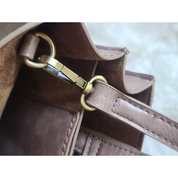 NWOT Anthropologie Half Moon Genuine Leather Handbag Crossbody Bag Blush Mauve - Picture 13 of 15